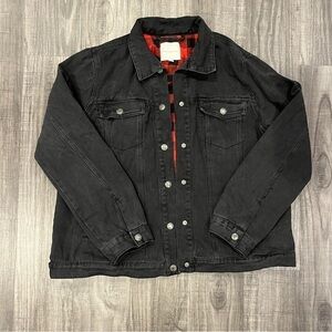 Thread and Supply Denim Coat Black With Red Plaid Size L